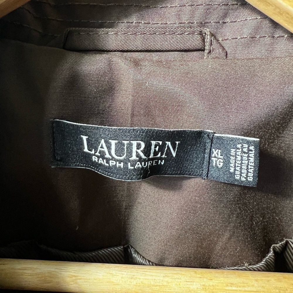 RALPH LAUREN Brown Double-Breasted Trench‎ Coat Water Resistant Classic XL - Picture 2 of 7